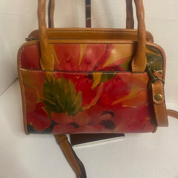 Patricia Nash Floral Satchel‎ Top Handle Leather Bag Purse Medium - Picture 3 of 8